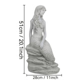 20" H Mermaid on Ocean Rock Garden Statue Resin Outdoor Sculpture