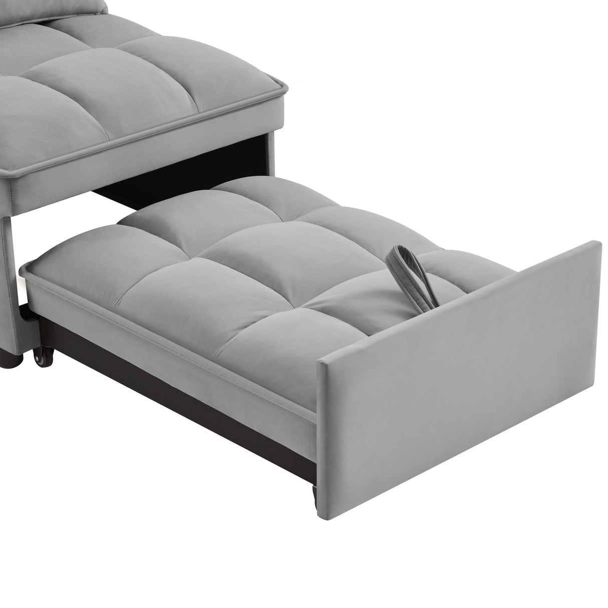 4 in 1 Multi-Function Single Sofa Bed with Storage Pockets - Gray