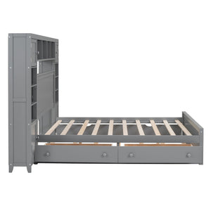 Bed With All In One Cabinet, Shelf And Sockets, Trundle