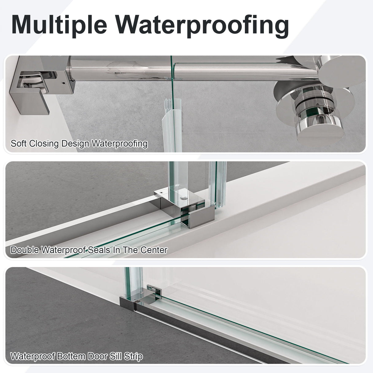 Frameless Single Sliding Shower Door With Clear Tempered Glass