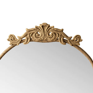 Retro Arched Full Body Mirror with Vintage Carved Applique