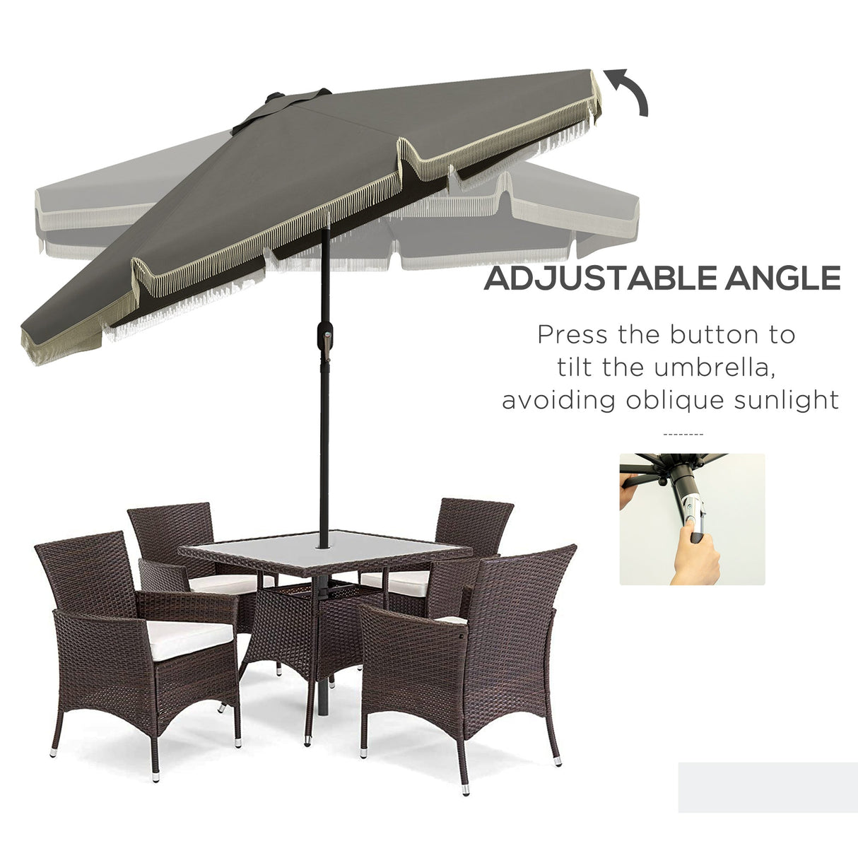 Outsunny 9ft Patio Umbrella with Push Button Tilt and Crank