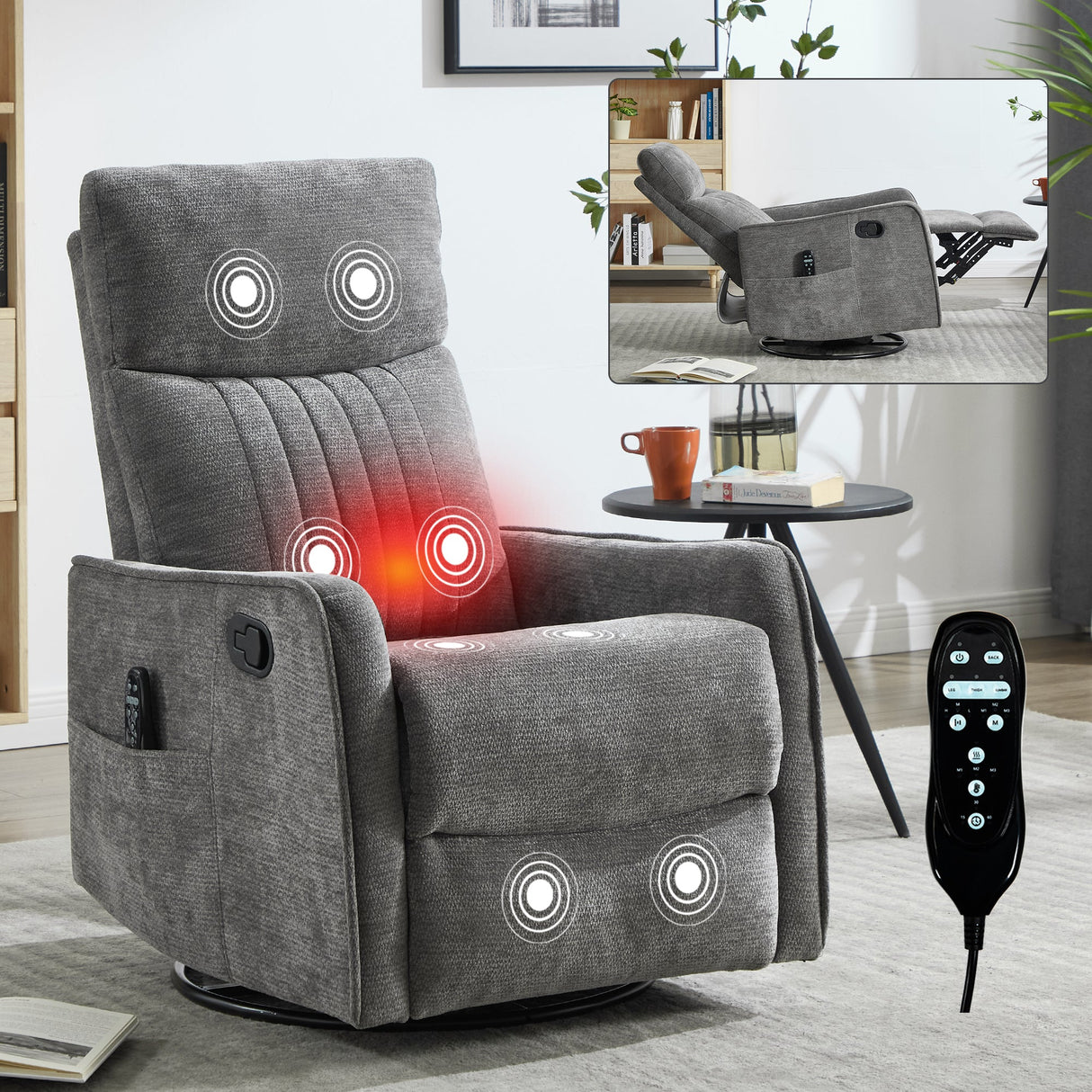 Dark Recliner with Power Lift Assistance