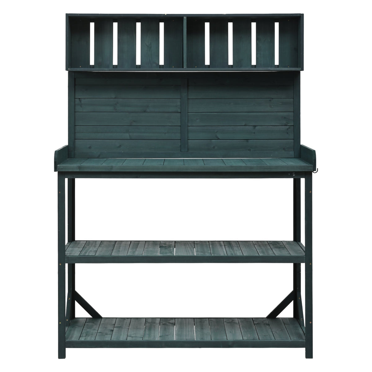 TOPMAX 65' Large Wooden Farmhouse Rustic Outdoor Potting Bench Table