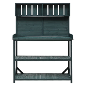 TOPMAX 65' Large Wooden Farmhouse Rustic Outdoor Potting Bench Table