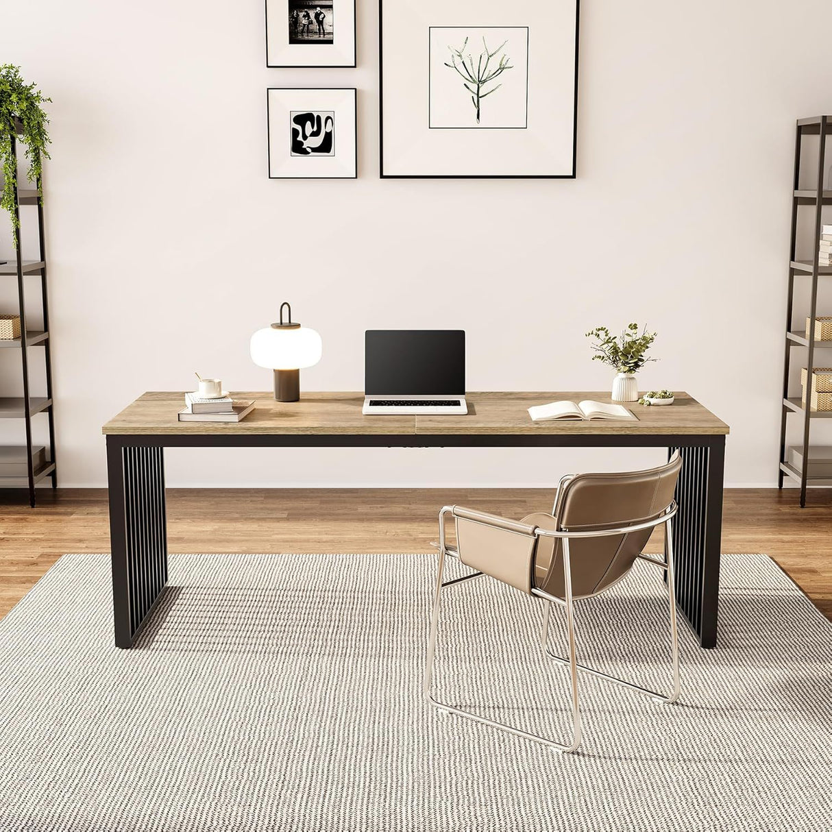 Double Computer Desk For 2 Person, Extra Long Workstation