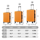 3-Piece ABS Spinner Wheel Luggage Set in Black and Orange