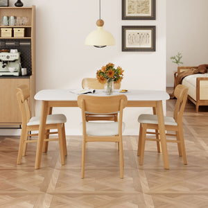 5 Piece Dining Set With Table And Upholstered Chairs