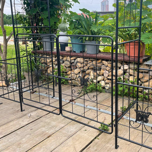 Garden Arch Arbor Trellis for Climbing Plants with Gate, Durable Metal Garden Arch Outdoor Wedding Arch, for Wedding Ceremony Party Plant Climbing Rose Vines Lawn Courtyard Patio Black, 7.15ft