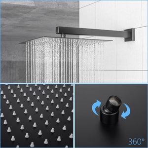 12" Ceiling Mount Square Shower System With Waterfall Tub Spout And Handheld Shower