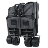 3-in-1 Convertible Folding Wagon Cart with Bench Seat & Storage