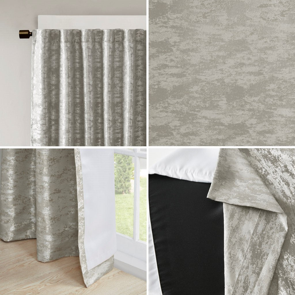 Jacquard lined total blackout rod pocket/back tab curtain panel (only 1 pc panel)