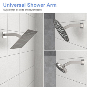 Elegant 6" Shower Arm With Flange, Stainless Steel Construction For Rain Shower Heads