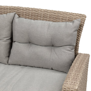 U-Style 4 Piece Outdoor Patio Furniture Set with Ottoman and Cushions