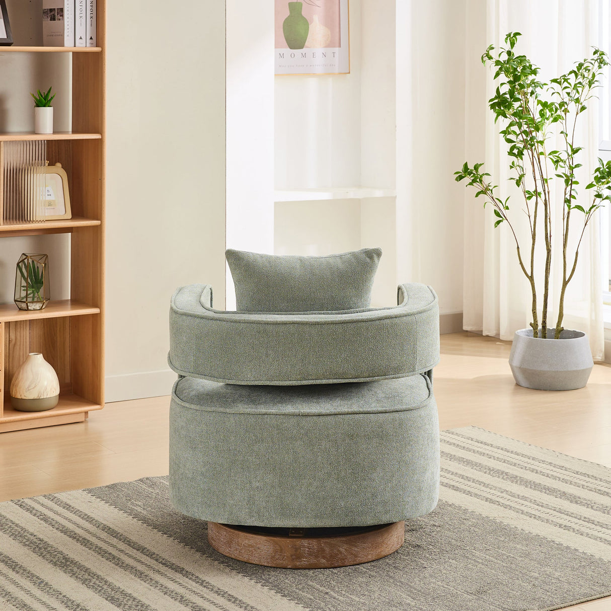 Anthology Upholstered Swivel Chair with Open Back and Removable Pillow