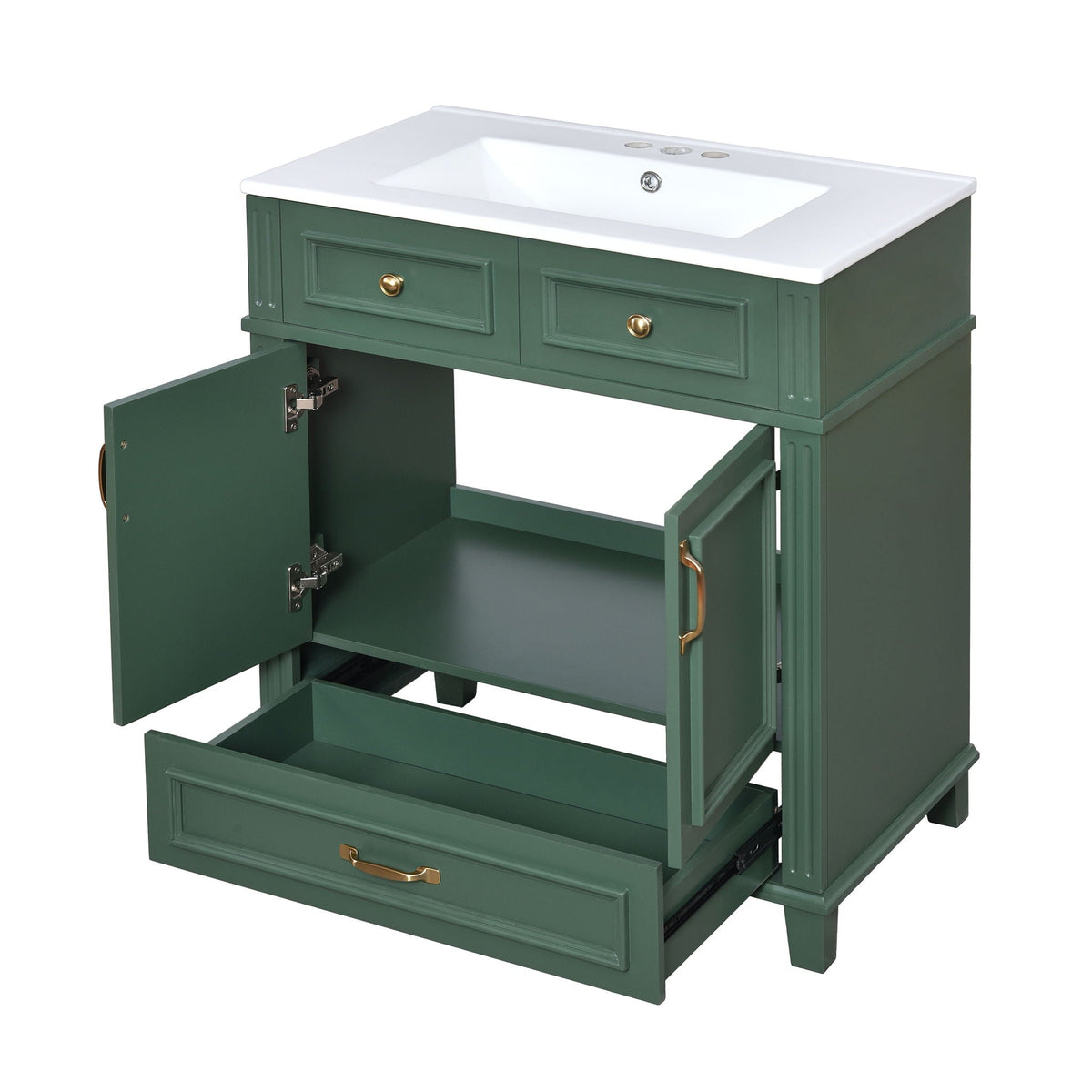 Bathroom Vanity with Sink and Storage Cabinet - White, Blue, or Dark Green