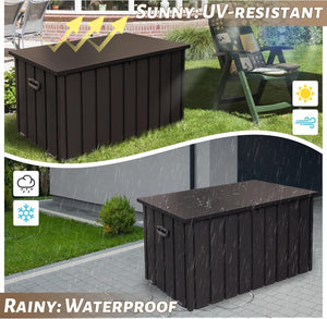 190 Gallon Metal Deck Box, Waterproof Steel Outdoor Storage Cabinet