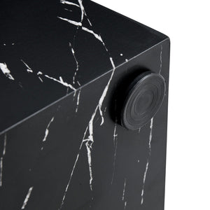 Luxurious Marble Texture Coffee Table Cube Design Elegant Living Room Accent - Black