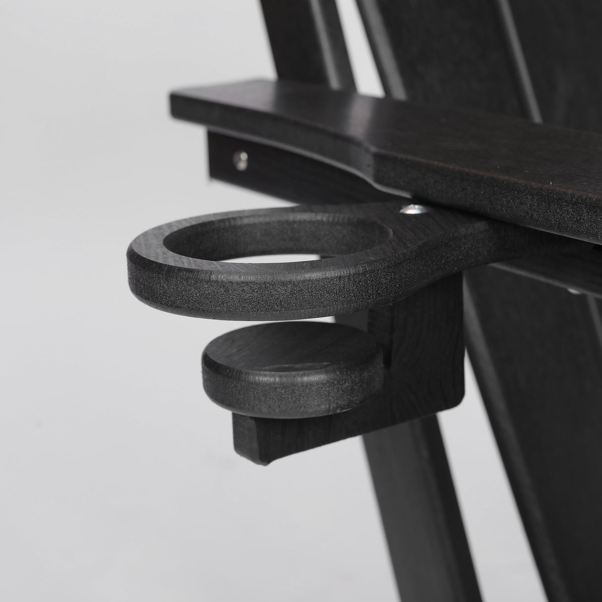 HDPE Folding Adirondack Chair with Dual Cup Holder - Black Wood Texture