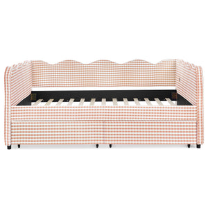 Gingham Daybed With USB Charging Port, Wave-Shaped Design