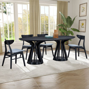 Modern Dining Table Set of 7: 1 Table + 6 Chairs