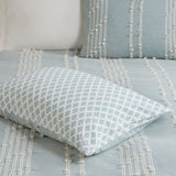 3 Piece Cotton Jacquard Comforter Set Aqua Full/Queen