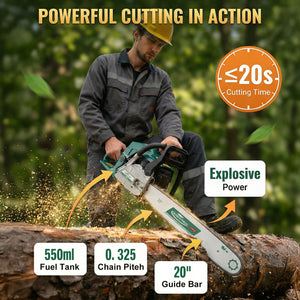 62CC 2-Stroke 20" Gasoline Chainsaw