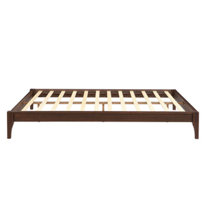 Queen Size Platform Bed Frame With Wood Slat And Metal Support - Chocolate