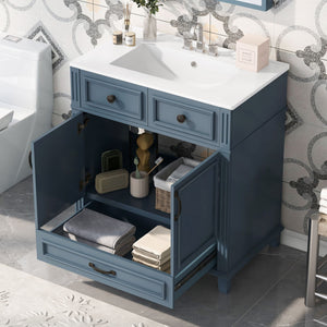 Bathroom Vanity with Sink and Storage Cabinet - White, Blue, or Dark Green