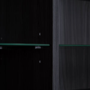 Modern Minimalist Style LED Curio Cabinet With Tempered Glass Door, Metal Legs