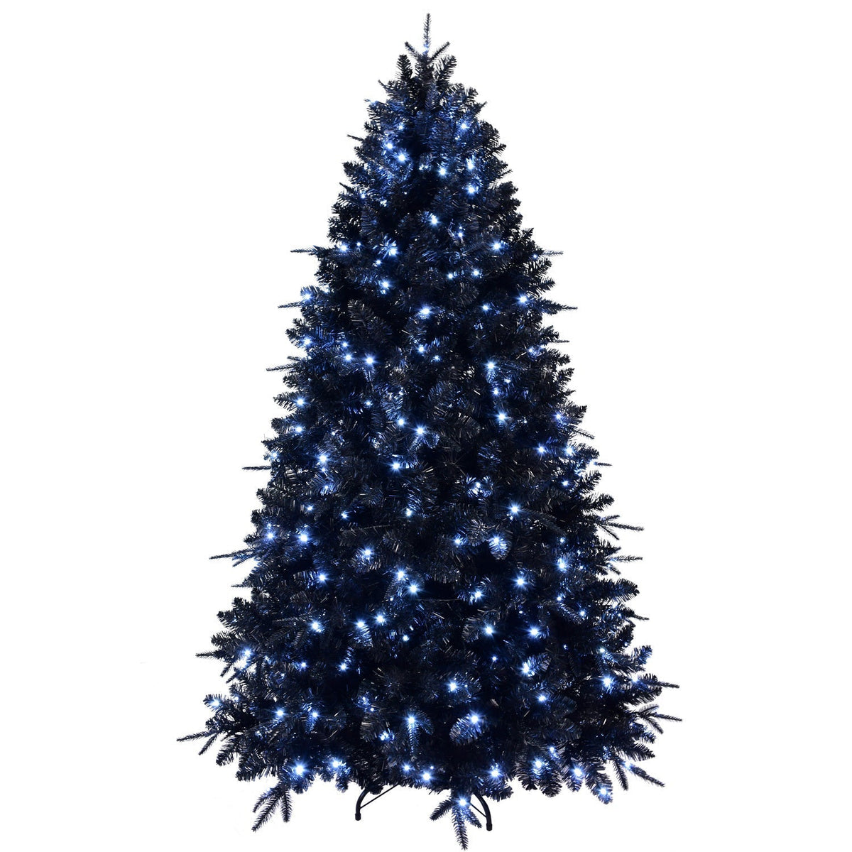 6-Foot Pre-Lit Black Christmas Tree with 350 LED Lights - Black