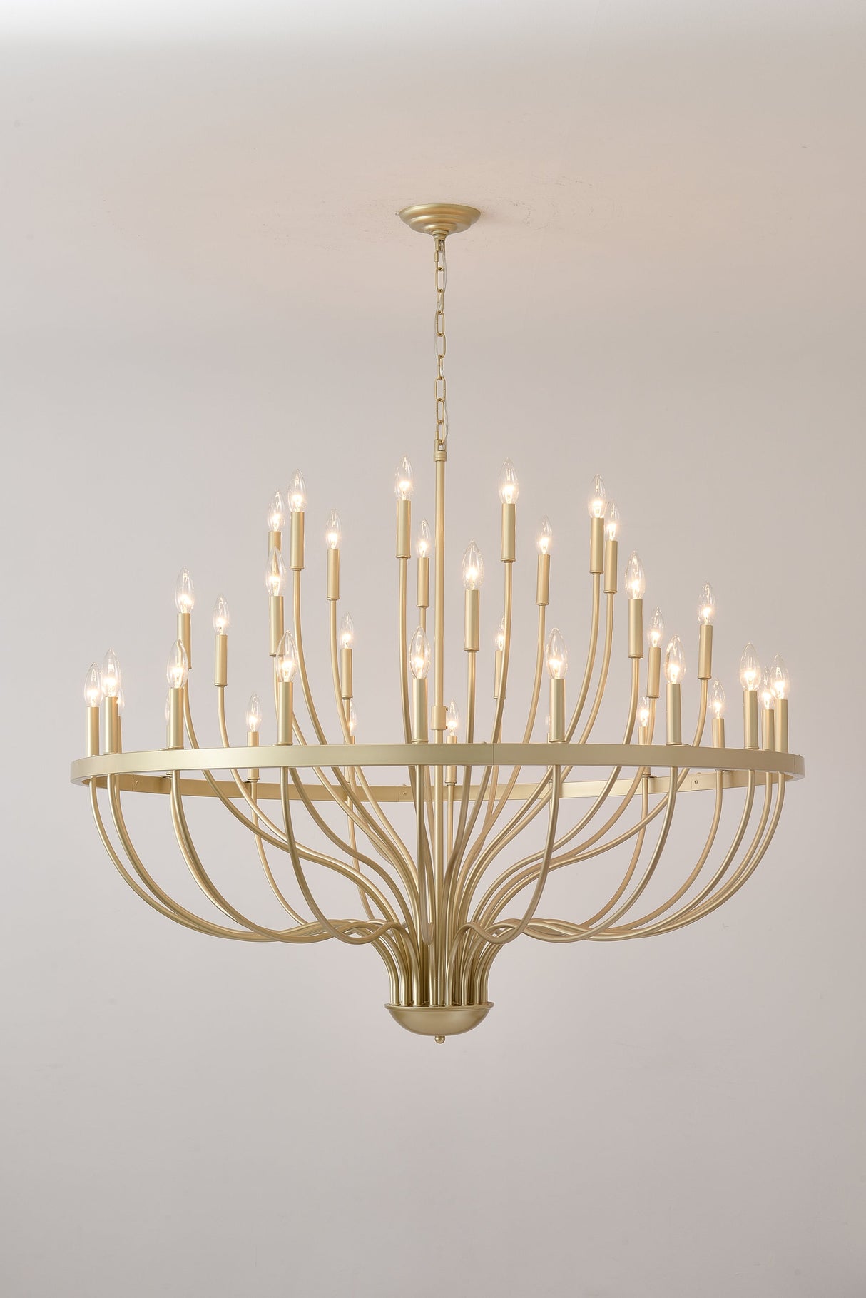 36-Light Gold Industrial Iron Candle Chandelier