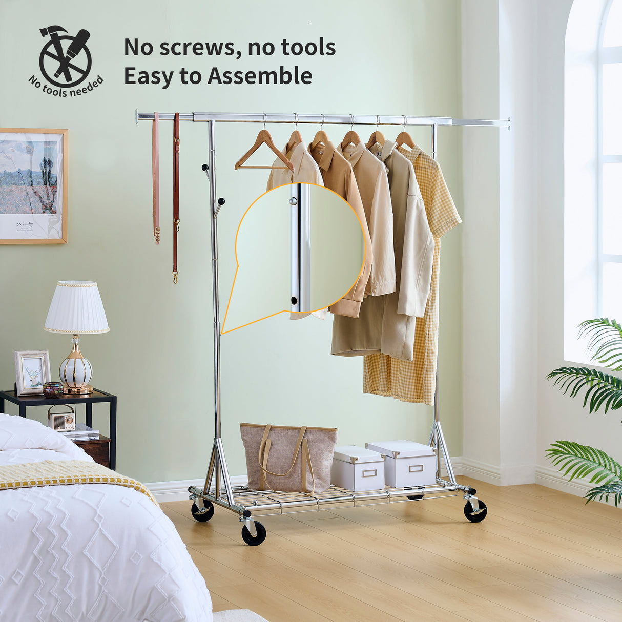 Heavy Duty Rolling Clothes Rack