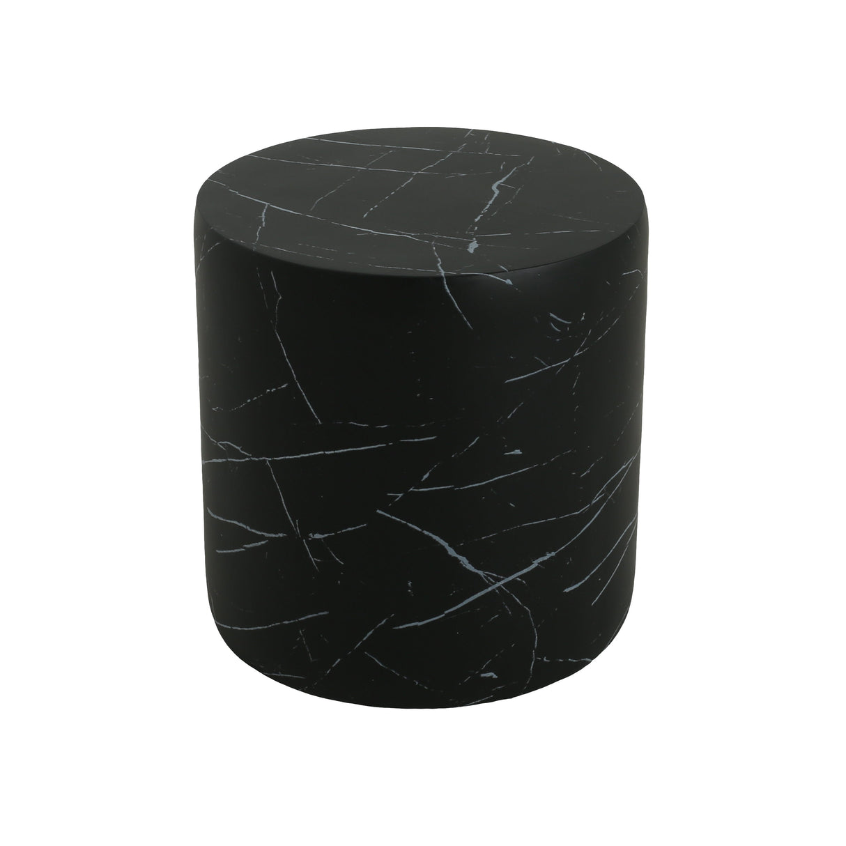 Contemporary Outdoor Lightweight Concrete MGO Side/End Table with Black Marble Finish