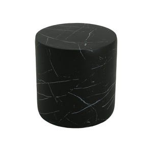 Contemporary Outdoor Lightweight Concrete MGO Side/End Table with Black Marble Finish
