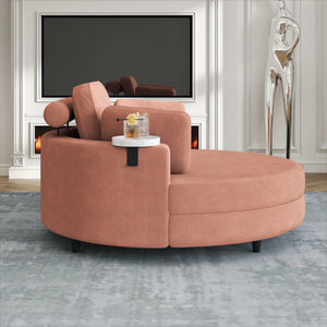 Sofa With Two Throw Pillows And A Waist Pillow With An Extra Tray For Comfortable Seating In Small Apartment Bedrooms