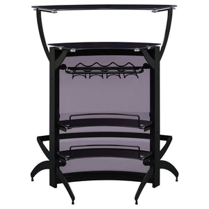 Dallas 2-shelf Curved Freestanding Home Bar Cabinet Black