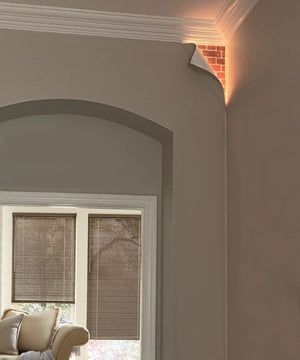 18"H Big Reveal LED Corner Light White Curved Metal