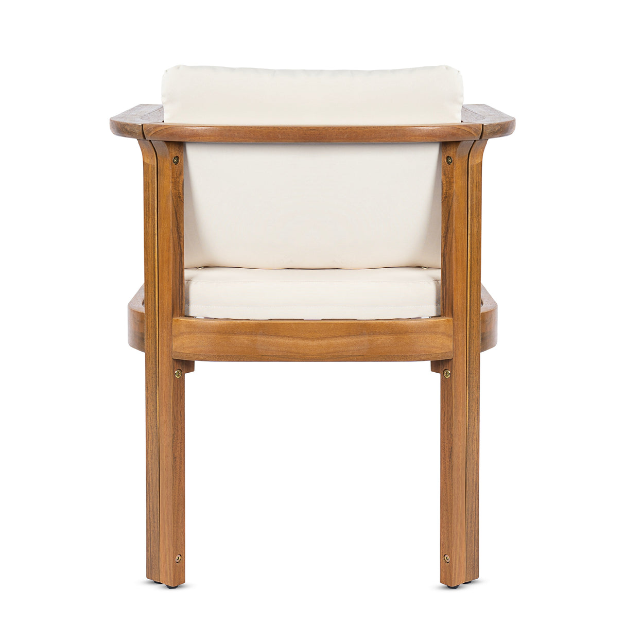 Outdoor Dining Chair Set of 4 with Curved Acacia Wood Arms