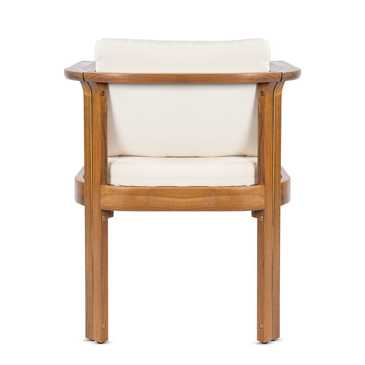 Outdoor Dining Chair Set of 2 with Curved Acacia Wood Arms