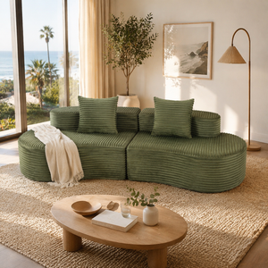 Cozy Corduroy 2-Seater Sofa with Lumbar Pillows