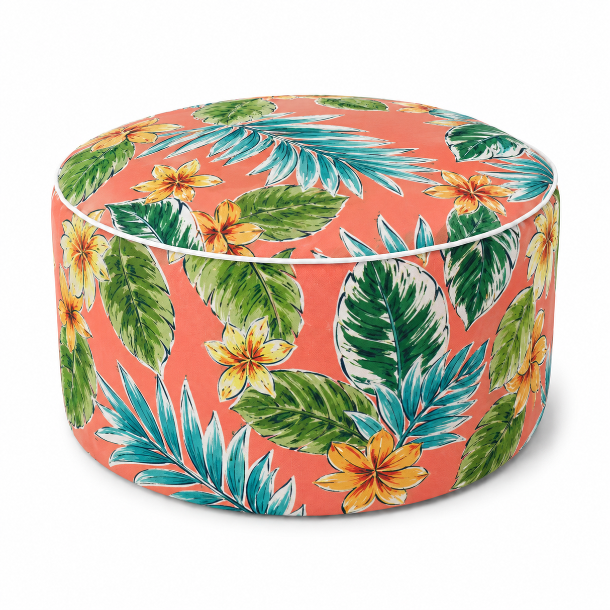 Outdoor Inflatable Ottoman - Tropical Palm Leaves