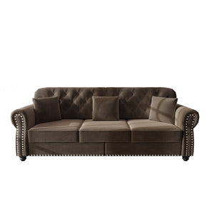 Upholstered Sofa Set With Nailhead Trim And Rolled Armrests, Includes Pillows