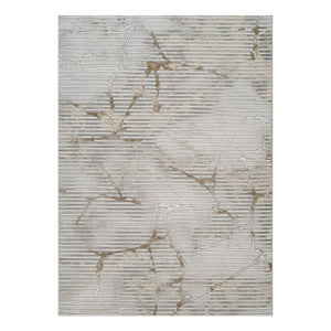 Geometric Area Rug with 3D Effect - Ivory / Gray