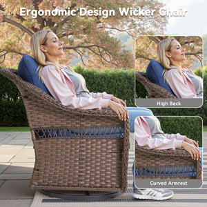 Outdoor Swivel Rocking Wicker Chairs Set of 2