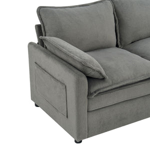 Modern 3 Seater Sofa With Side Storage Pockets For Living Room
