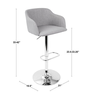 Daniella - Contemporary Adjustable Barstool With Swivel - Light Gray