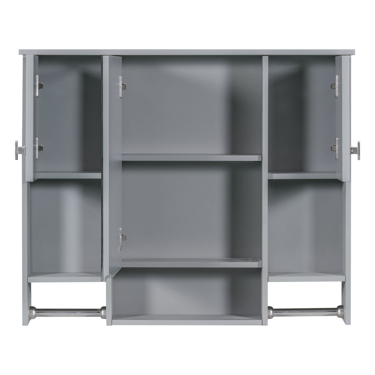 Wall Mounted Bathroom Storage Cabinet with Mirror and Towel Bar - Black, Dark Gray, or White