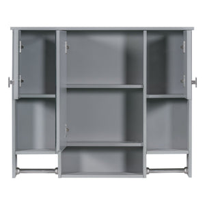 Wall Mounted Bathroom Storage Cabinet with Mirror and Towel Bar - Black, Dark Gray, or White