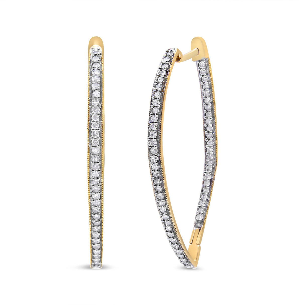 10k Yellow Gold Round Cut Diamond Earrings (1 cttw, I-J Color, I2-I3 Clarity)